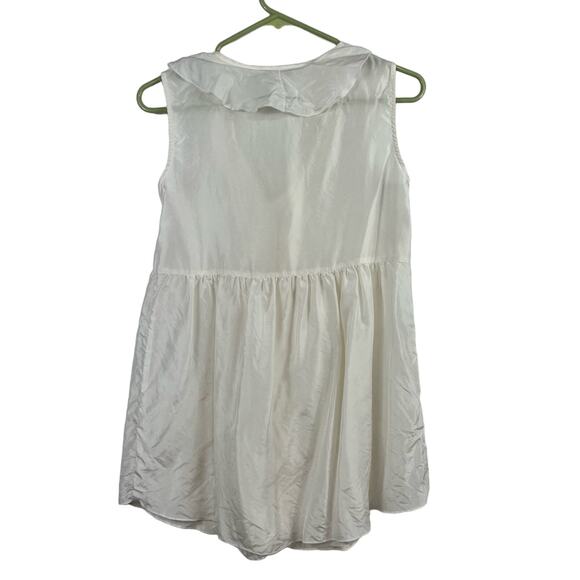 Cabi White 100% Silk Ruffle V Neck Placket Button Up Blouse Summer Feminine - Picture 6 of 11